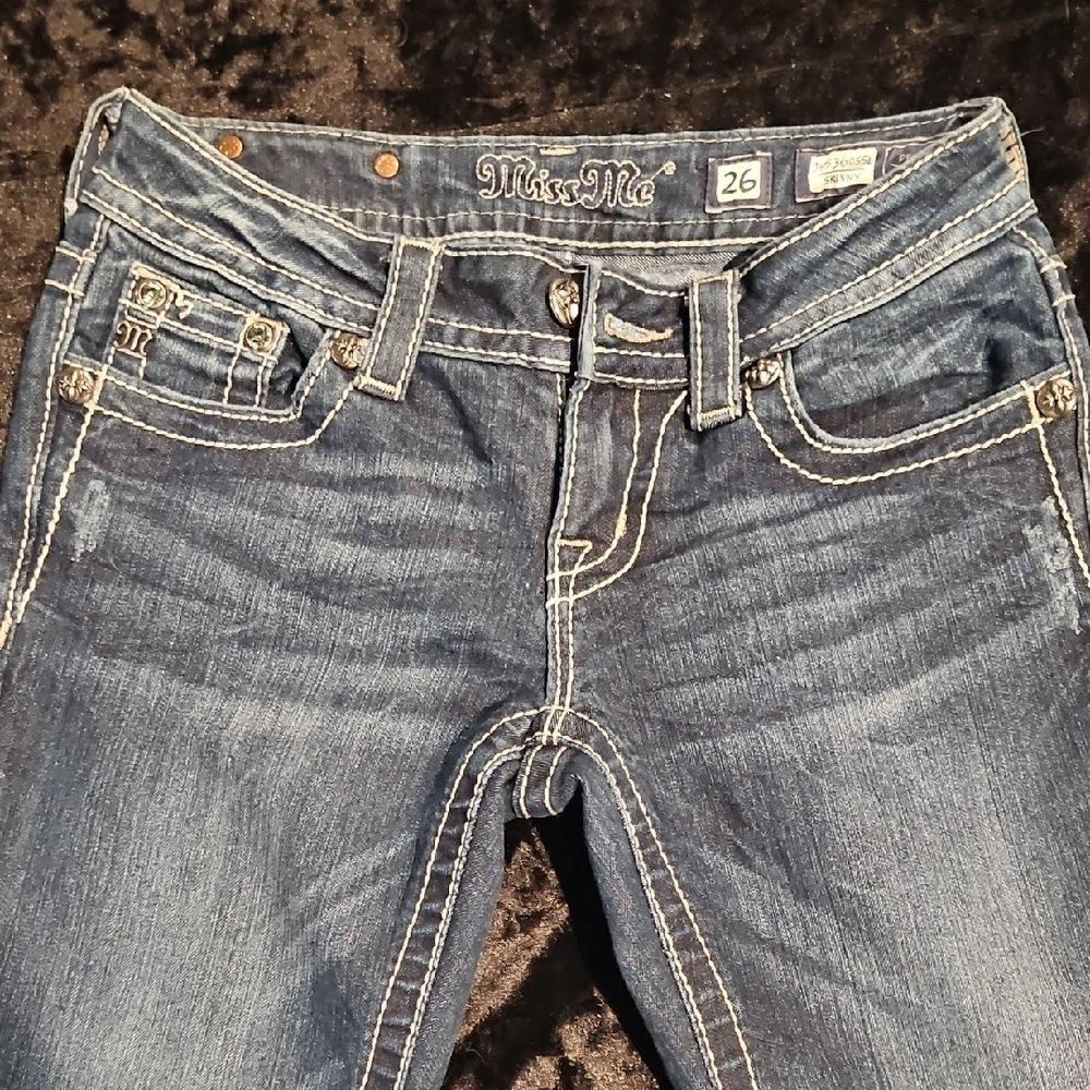 Miss Me Women's Classic Blue Straight Leg Jeans - Picture 2 of 4